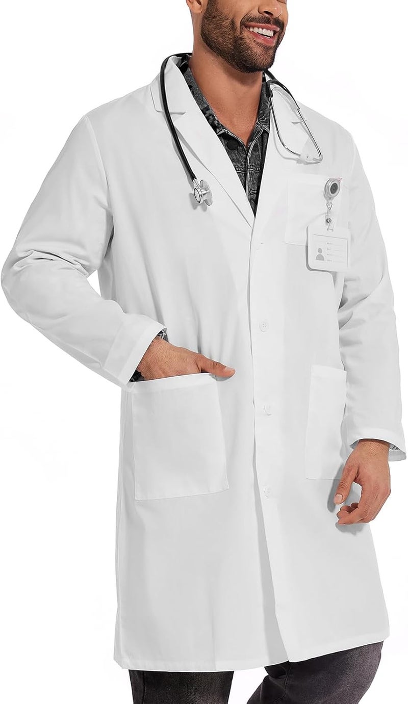 JONATHAN UNIFORM Store Professional Lab Coat for Men, Long-Sleeve, Unisex White Lab Coat, Adult Men's White Lab Coat with 3 Pockets - Image 2